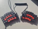 Split keyboard in black and red